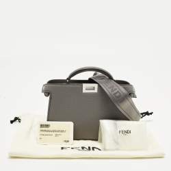 Pre Owned Fendi Peekaboo ISeeU X-Cross Grey Leather Top Handle Bag