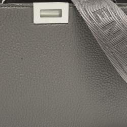 Pre Owned Fendi Peekaboo ISeeU X-Cross Grey Leather Top Handle Bag