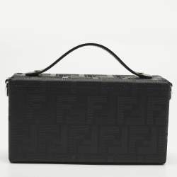 Pre Owned حقيبة جلد منقوشة إف إف سوداء فنــدي سوفت ترانك باغيت