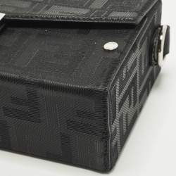 Pre Owned حقيبة جلد منقوشة إف إف سوداء فنــدي سوفت ترانك باغيت