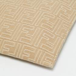 Pre Owned Fendi Medium Beige FF Jacquard Canvas Flat Pouch