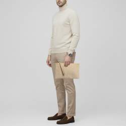 Pre Owned Fendi Medium Beige FF Jacquard Canvas Flat Pouch