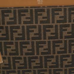 Pre Owned Fendi Large Brown Zucca Canvas Flat Pouch