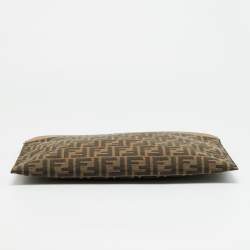 Pre Owned Fendi Large Brown Zucca Canvas Flat Pouch