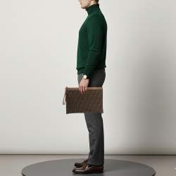 Pre Owned Fendi Large Brown Zucca Canvas Flat Pouch