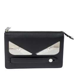 Fendi Monster Eyes Clutch Bag In Smooth Leather With Bugs Maxi Metallic  Eyes Bag Bugs in Black for Men