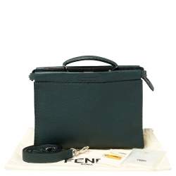 Fendi Dark Green Selleria Leather Peekaboo Iconic Fit Briefcase