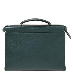Fendi Dark Green Selleria Leather Peekaboo Iconic Fit Briefcase