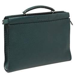Fendi Dark Green Selleria Leather Peekaboo Iconic Fit Briefcase