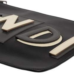 Pre Owned حقيبة صغيرة فندي فوكابلوري ثري دي جلد أسود بالشعار وسحاب