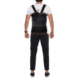 Pre Owned حقيبة ظهر فندي زينو سانتاندير نايلون وحافة حلد زوكا توباكو أسود 