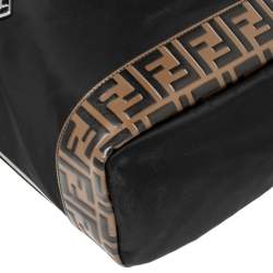 Pre Owned حقيبة ظهر فندي زينو سانتاندير نايلون وحافة حلد زوكا توباكو أسود 