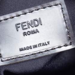 مملوكة مسبقًا Fendi Black Pequin Nylon Small Logo Patch Messenger Bag