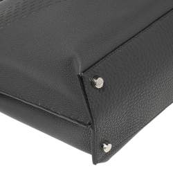 Fendi Grey Leather Peekaboo Iconic Essential Palladium Finish Briefcase