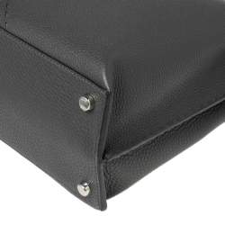 Fendi Grey Leather Peekaboo Iconic Essential Palladium Finish Briefcase