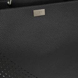 Fendi Grey Leather Peekaboo Iconic Essential Palladium Finish Briefcase
