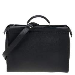Fendi Black Romano Selleria Leather Peekaboo ISeeU Briefcase