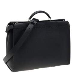 Fendi Black Romano Selleria Leather Peekaboo ISeeU Briefcase