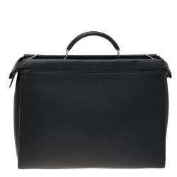 Fendi Black Romano Selleria Leather Peekaboo ISeeU Briefcase