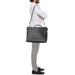 Fendi Black Romano Selleria Leather Peekaboo ISeeU Briefcase