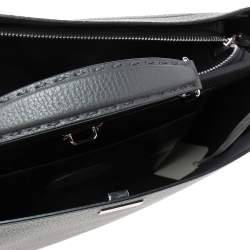 Fendi Grey Leather Peekaboo Iconic Essential Palladium Finish Briefcase