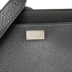 Fendi Grey Leather Peekaboo Iconic Essential Palladium Finish Briefcase