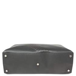 Fendi Grey Leather Peekaboo Iconic Essential Palladium Finish Briefcase