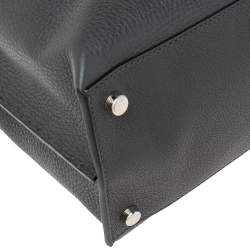 Fendi Grey Leather Peekaboo Iconic Essential Palladium Finish Briefcase