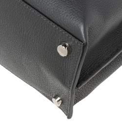 Fendi Grey Leather Peekaboo Iconic Essential Palladium Finish Briefcase