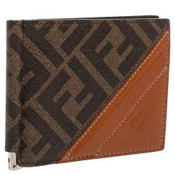 Fendi Tobacco Zucca and Leather Bifold Wallet