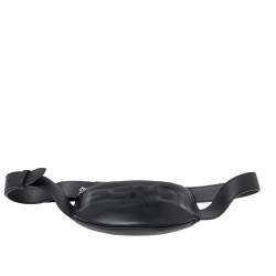 Pre Owned Fendi Black Leather Logo Belt Bag