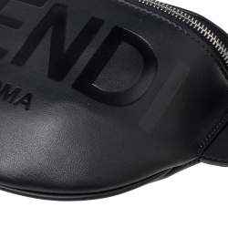 Pre Owned Fendi Black Leather Logo Belt Bag