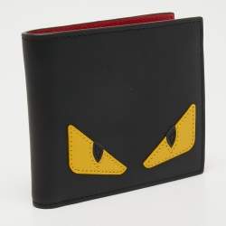Pre Owned Fendi Black Leather Bug Eyes Bifold Wallet