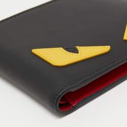 Pre Owned Fendi Black Leather Bug Eyes Bifold Wallet