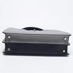 Pre Owned Fendi Grey/Black Leather Medium Peekaboo ISeeU Top Handle Bag 