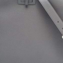 Pre Owned Fendi Grey/Black Leather Medium Peekaboo ISeeU Top Handle Bag 