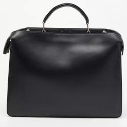 Pre Owned Fendi Grey/Black Leather Medium Peekaboo ISeeU Top Handle Bag 