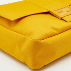 Fendi Yellow Nylon and Leather Large Flap Messenger Bag