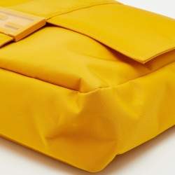 Fendi Yellow Nylon and Leather Large Flap Messenger Bag