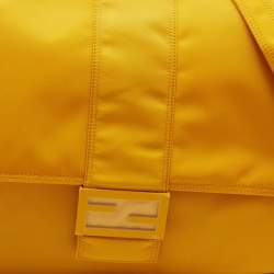 Fendi Yellow Nylon and Leather Large Flap Messenger Bag