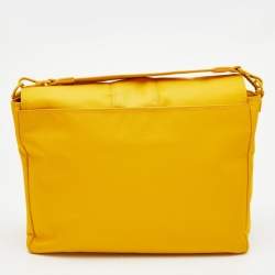 Fendi Yellow Nylon and Leather Large Flap Messenger Bag