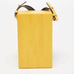Pre Owned Fendi Yellow Leather Fluffy Logo Vertical Box Crossbody Bag