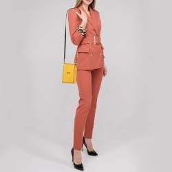 Pre Owned Fendi Yellow Leather Fluffy Logo Vertical Box Crossbody Bag