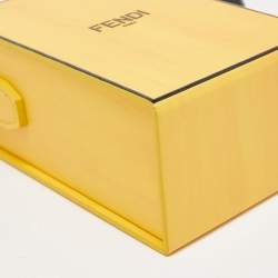 Pre Owned Fendi Yellow Leather Fluffy Logo Vertical Box Crossbody Bag