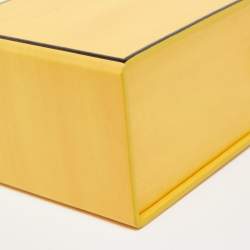 Pre Owned Fendi Yellow Leather Fluffy Logo Vertical Box Crossbody Bag