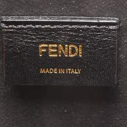 Pre Owned Fendi Yellow Leather Fluffy Logo Vertical Box Crossbody Bag