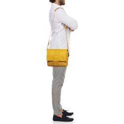 Fendi Yellow Nylon Baguette Messenger Bag