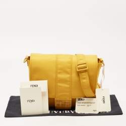 Fendi Yellow Nylon Baguette Messenger Bag
