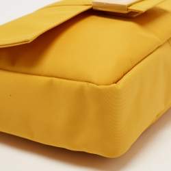 Fendi Yellow Nylon Baguette Messenger Bag