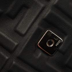 Fendi Black Zucca Embossed Leather Baguette Convertible Bag